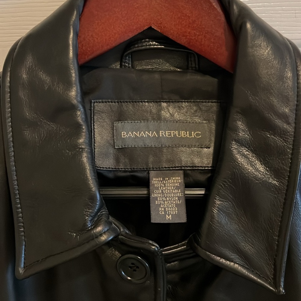 Men’s Banana Republic Black Button Down Leather Jacket - Picture 8 of 8